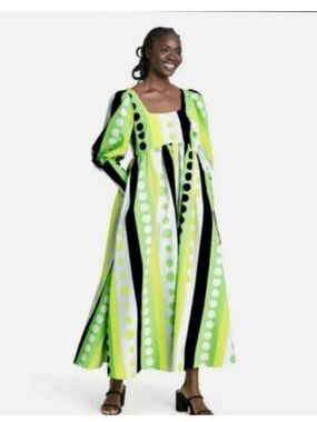 ISO - PLUS SIZE  CJR Lime & Black Maxi Dress Polka Dot
